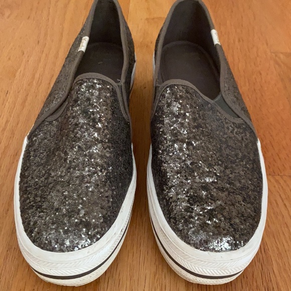 EUC Keds x Kate Spade green sequin slip on sneakers W7 - Picture 2 of 5
